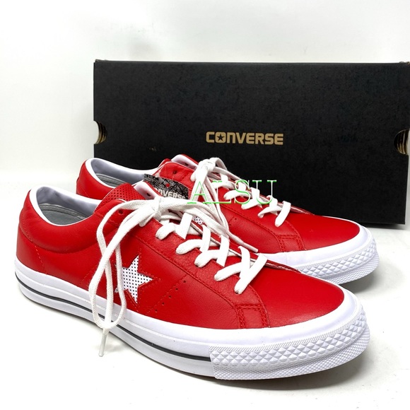 converse one star red leather